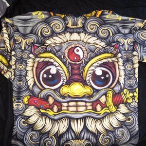 Graphic Lion Dance Print Men’s Shirt - Multicolor